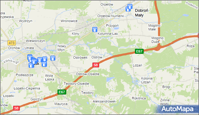 mapa Barycz gmina Dobroń, Barycz gmina Dobroń na mapie Targeo