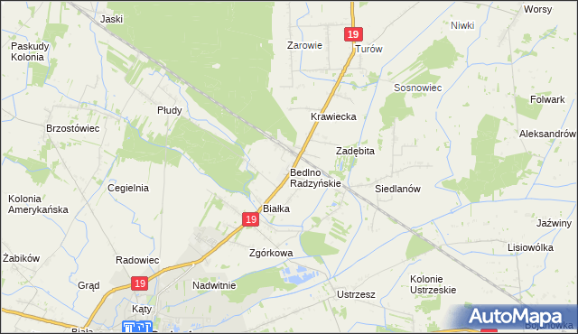 mapa Bedlno Radzyńskie, Bedlno Radzyńskie na mapie Targeo