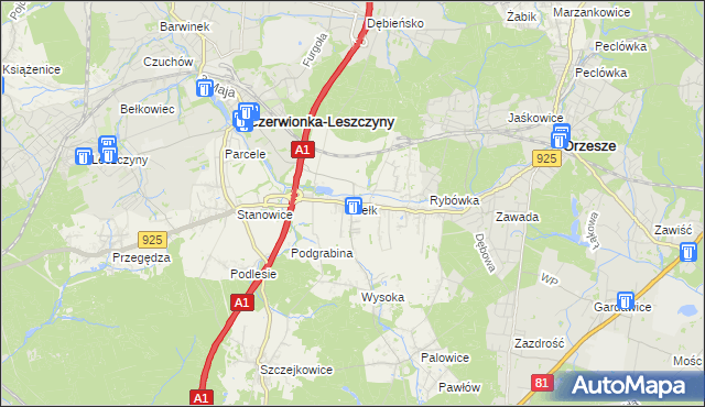 mapa Bełk gmina Czerwionka-Leszczyny, Bełk gmina Czerwionka-Leszczyny na mapie Targeo