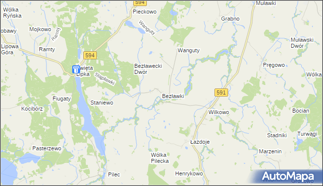 mapa Bezławki, Bezławki na mapie Targeo