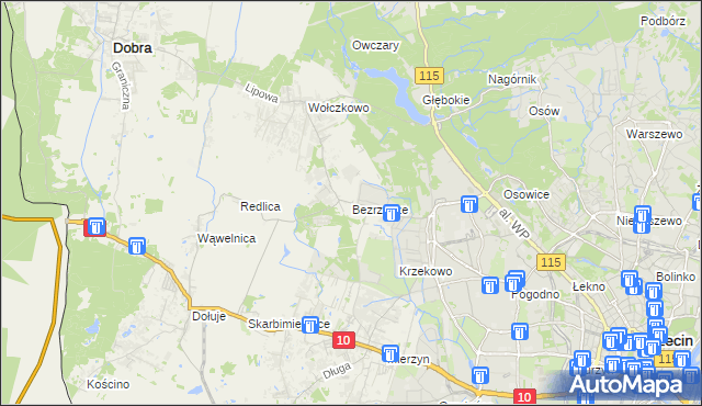 mapa Bezrzecze, Bezrzecze na mapie Targeo