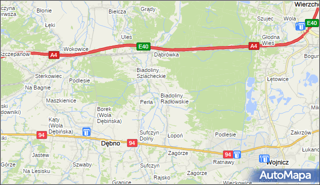 mapa Biadoliny Radłowskie, Biadoliny Radłowskie na mapie Targeo