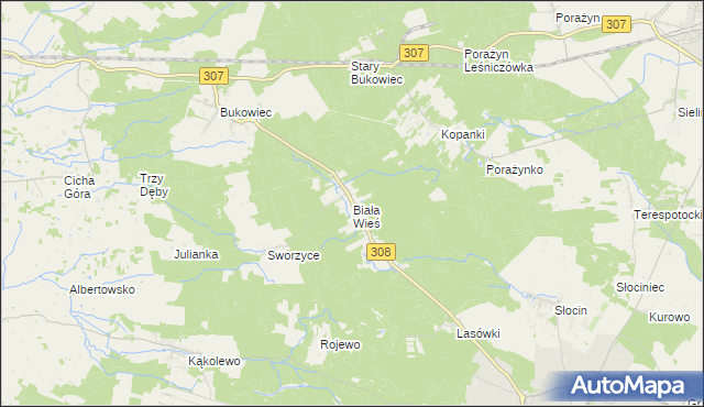 mapa Biała Wieś gmina Grodzisk Wielkopolski, Biała Wieś gmina Grodzisk Wielkopolski na mapie Targeo