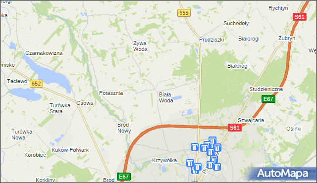 mapa Biała Woda gmina Suwałki, Biała Woda gmina Suwałki na mapie Targeo