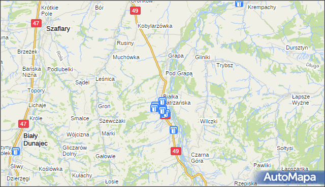 mapa Białka Tatrzańska, Białka Tatrzańska na mapie Targeo