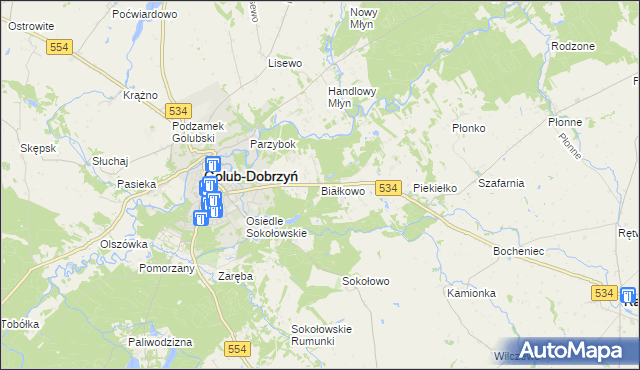 mapa Białkowo gmina Golub-Dobrzyń, Białkowo gmina Golub-Dobrzyń na mapie Targeo
