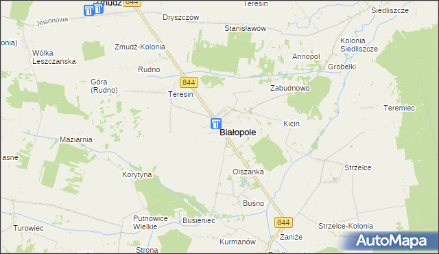mapa Białopole powiat chełmski, Białopole powiat chełmski na mapie Targeo