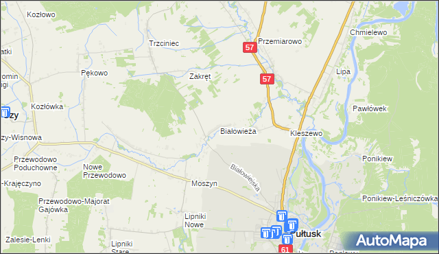 mapa Białowieża gmina Pułtusk, Białowieża gmina Pułtusk na mapie Targeo