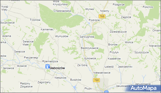mapa Biedrzykowice, Biedrzykowice na mapie Targeo