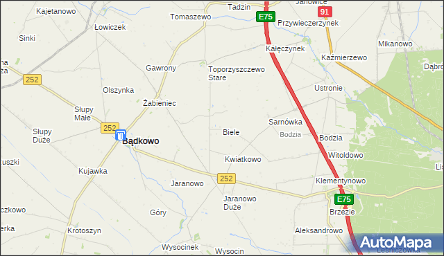 mapa Biele gmina Bądkowo, Biele gmina Bądkowo na mapie Targeo