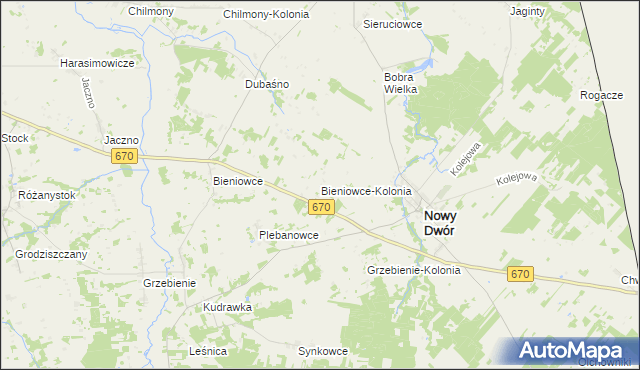 mapa Bieniowce-Kolonia, Bieniowce-Kolonia na mapie Targeo
