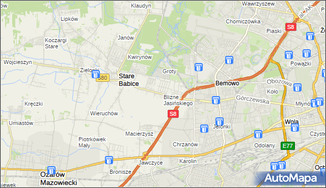 mapa Blizne Jasińskiego, Blizne Jasińskiego na mapie Targeo