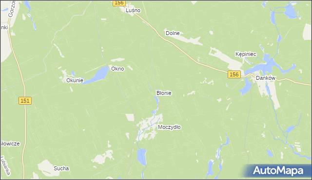 mapa Błonie gmina Barlinek, Błonie gmina Barlinek na mapie Targeo