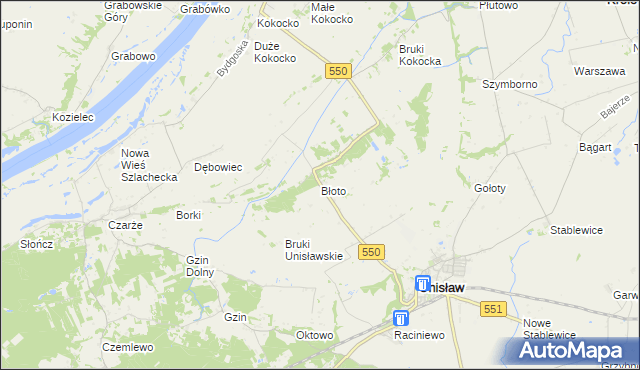 mapa Błoto gmina Unisław, Błoto gmina Unisław na mapie Targeo