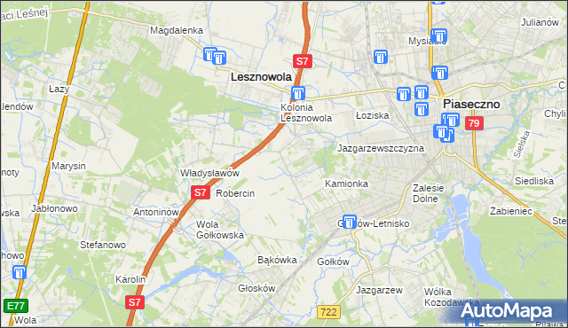 mapa Bobrowiec gmina Piaseczno, Bobrowiec gmina Piaseczno na mapie Targeo