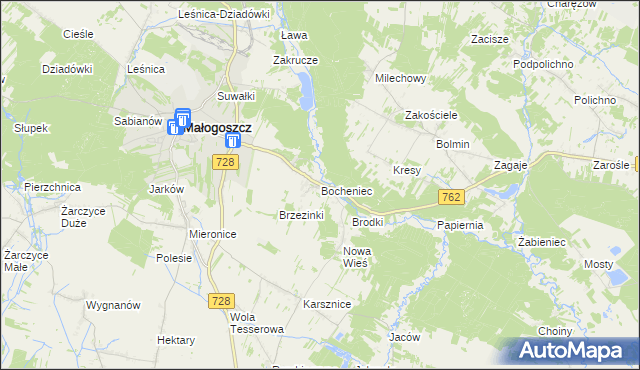 mapa Bocheniec gmina Małogoszcz, Bocheniec gmina Małogoszcz na mapie Targeo