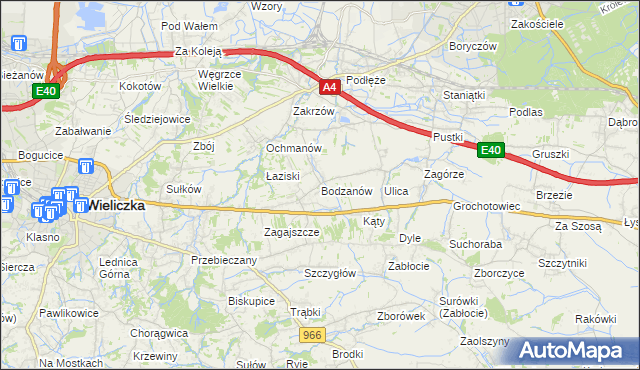 mapa Bodzanów gmina Biskupice, Bodzanów gmina Biskupice na mapie Targeo
