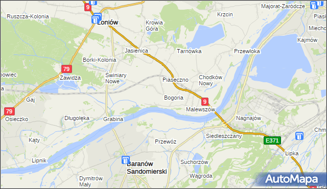 mapa Bogoria gmina Łoniów, Bogoria gmina Łoniów na mapie Targeo