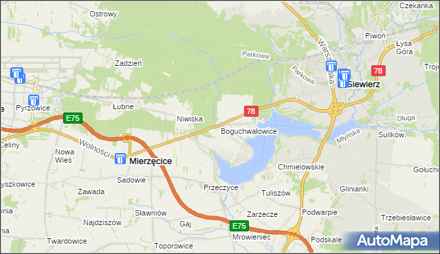 mapa Boguchwałowice, Boguchwałowice na mapie Targeo