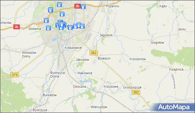 mapa Boleścin gmina Świdnica, Boleścin gmina Świdnica na mapie Targeo