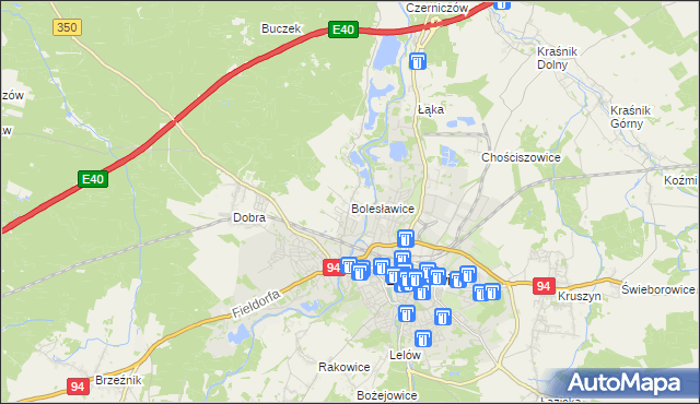 mapa Bolesławice gmina Bolesławiec, Bolesławice gmina Bolesławiec na mapie Targeo