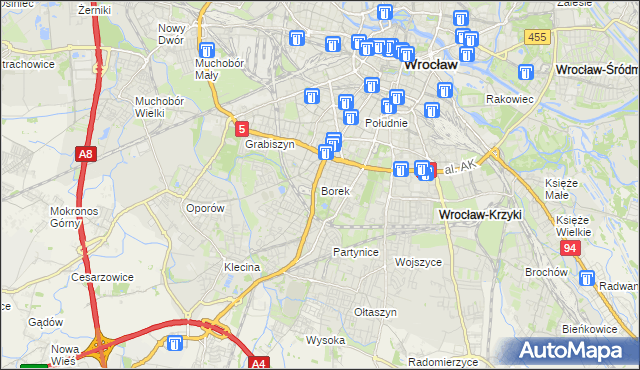 mapa Borek gmina Wrocław, Borek gmina Wrocław na mapie Targeo