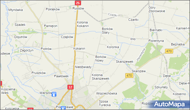 mapa Borków Nowy, Borków Nowy na mapie Targeo