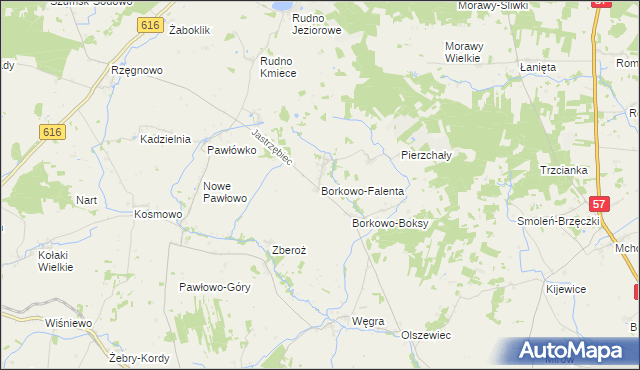 mapa Borkowo-Falenta, Borkowo-Falenta na mapie Targeo