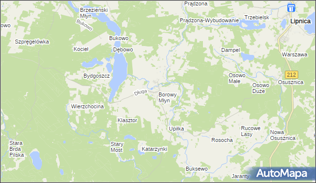 mapa Borowy Młyn gmina Lipnica, Borowy Młyn gmina Lipnica na mapie Targeo