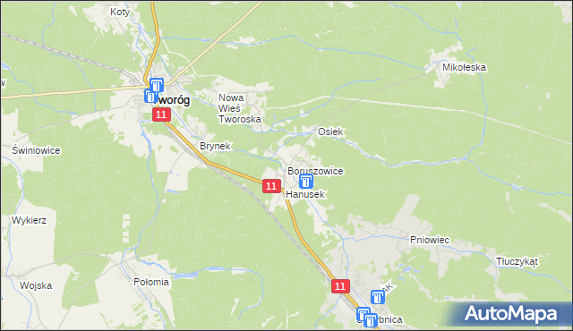 mapa Boruszowice, Boruszowice na mapie Targeo