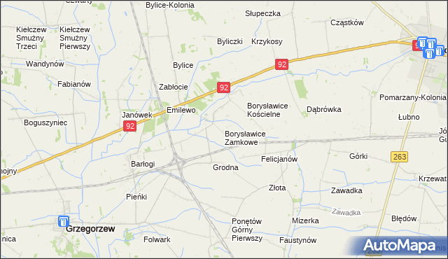 mapa Borysławice Zamkowe, Borysławice Zamkowe na mapie Targeo