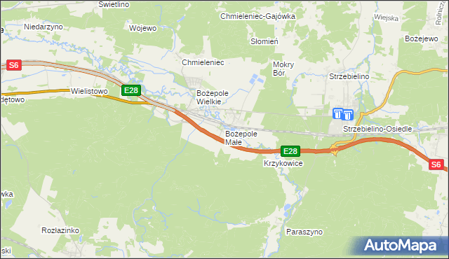 mapa Bożepole Małe, Bożepole Małe na mapie Targeo