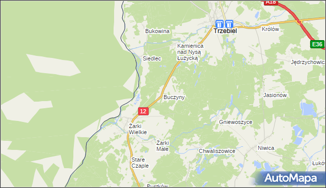 mapa Buczyny, Buczyny na mapie Targeo