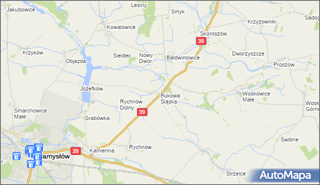 mapa Bukowa Śląska, Bukowa Śląska na mapie Targeo