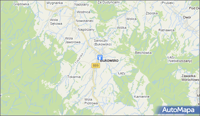 mapa Bukowsko, Bukowsko na mapie Targeo