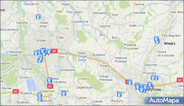 mapa Bulowice, Bulowice na mapie Targeo