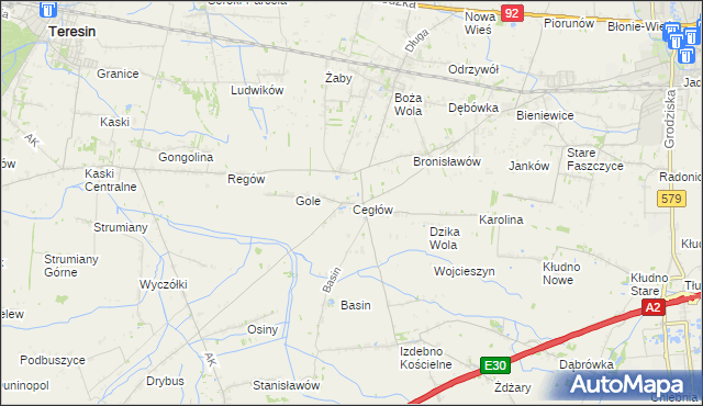 mapa Cegłów gmina Baranów, Cegłów gmina Baranów na mapie Targeo
