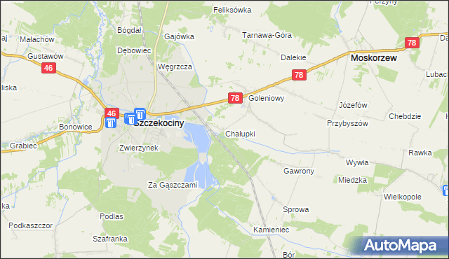 mapa Chałupki gmina Szczekociny, Chałupki gmina Szczekociny na mapie Targeo