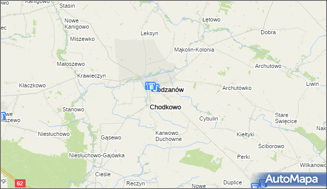 mapa Chodkowo-Działki, Chodkowo-Działki na mapie Targeo