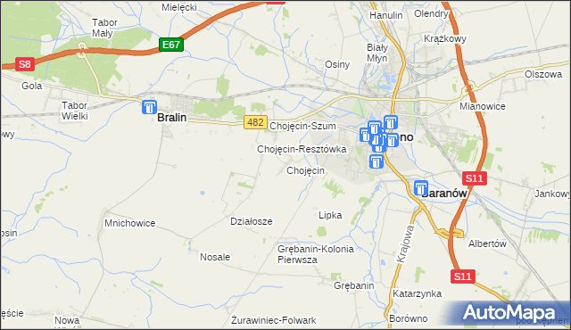 mapa Chojęcin, Chojęcin na mapie Targeo