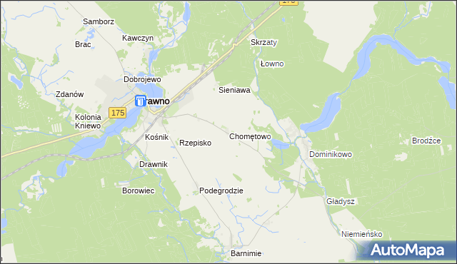 mapa Chomętowo gmina Drawno, Chomętowo gmina Drawno na mapie Targeo