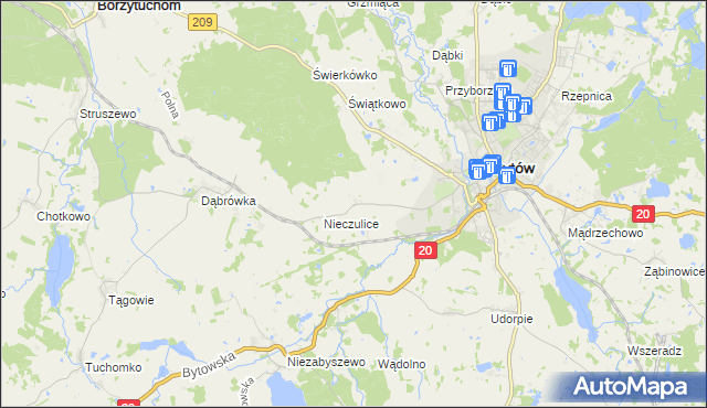 mapa Chomice gmina Bytów, Chomice gmina Bytów na mapie Targeo