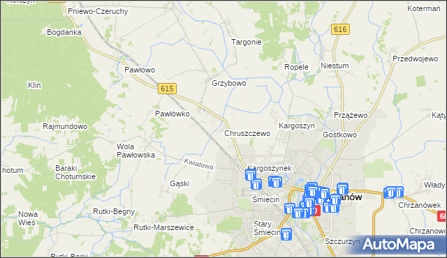 mapa Chruszczewo, Chruszczewo na mapie Targeo