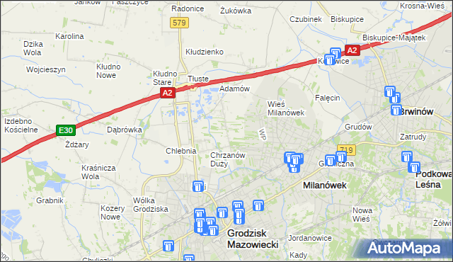 mapa Chrzanów Mały, Chrzanów Mały na mapie Targeo