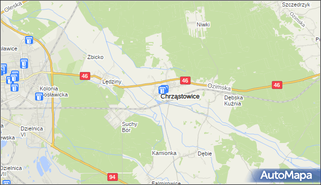 mapa Chrząstowice powiat opolski, Chrząstowice powiat opolski na mapie Targeo