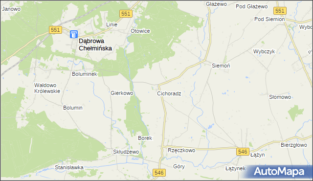 mapa Cichoradz, Cichoradz na mapie Targeo