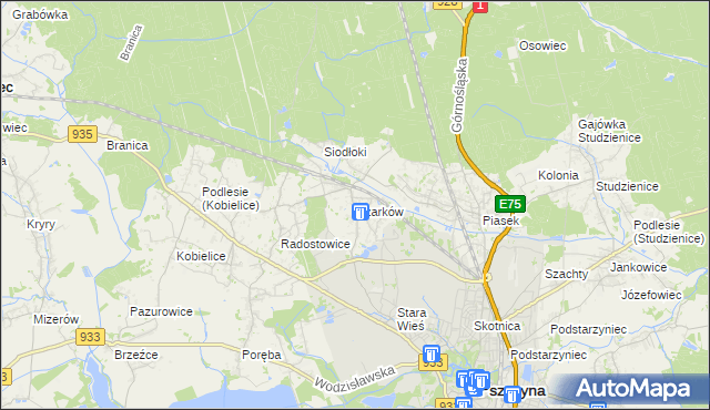 mapa Czarków gmina Pszczyna, Czarków gmina Pszczyna na mapie Targeo