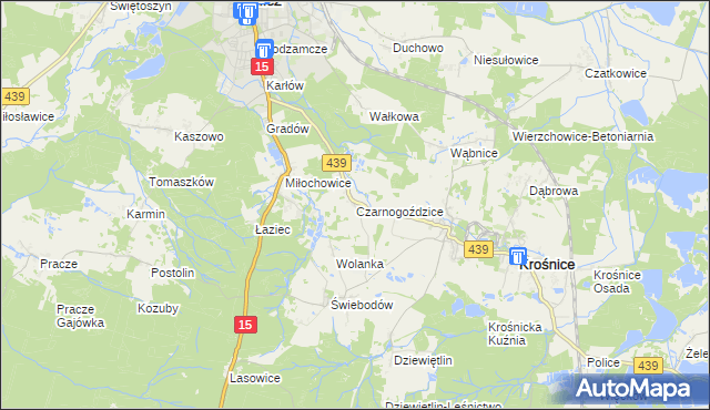 mapa Czarnogoździce, Czarnogoździce na mapie Targeo