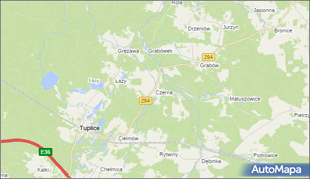 mapa Czerna gmina Tuplice, Czerna gmina Tuplice na mapie Targeo
