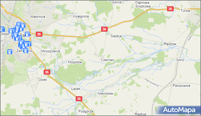 mapa Czerniec gmina Lubin, Czerniec gmina Lubin na mapie Targeo